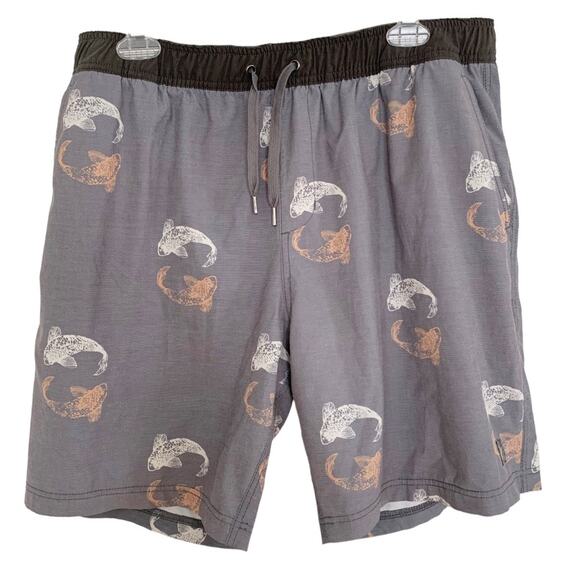 LinkSoul Grey Koi Print Saturday Lined Volley Shorts X Large - Picture 2 of 7